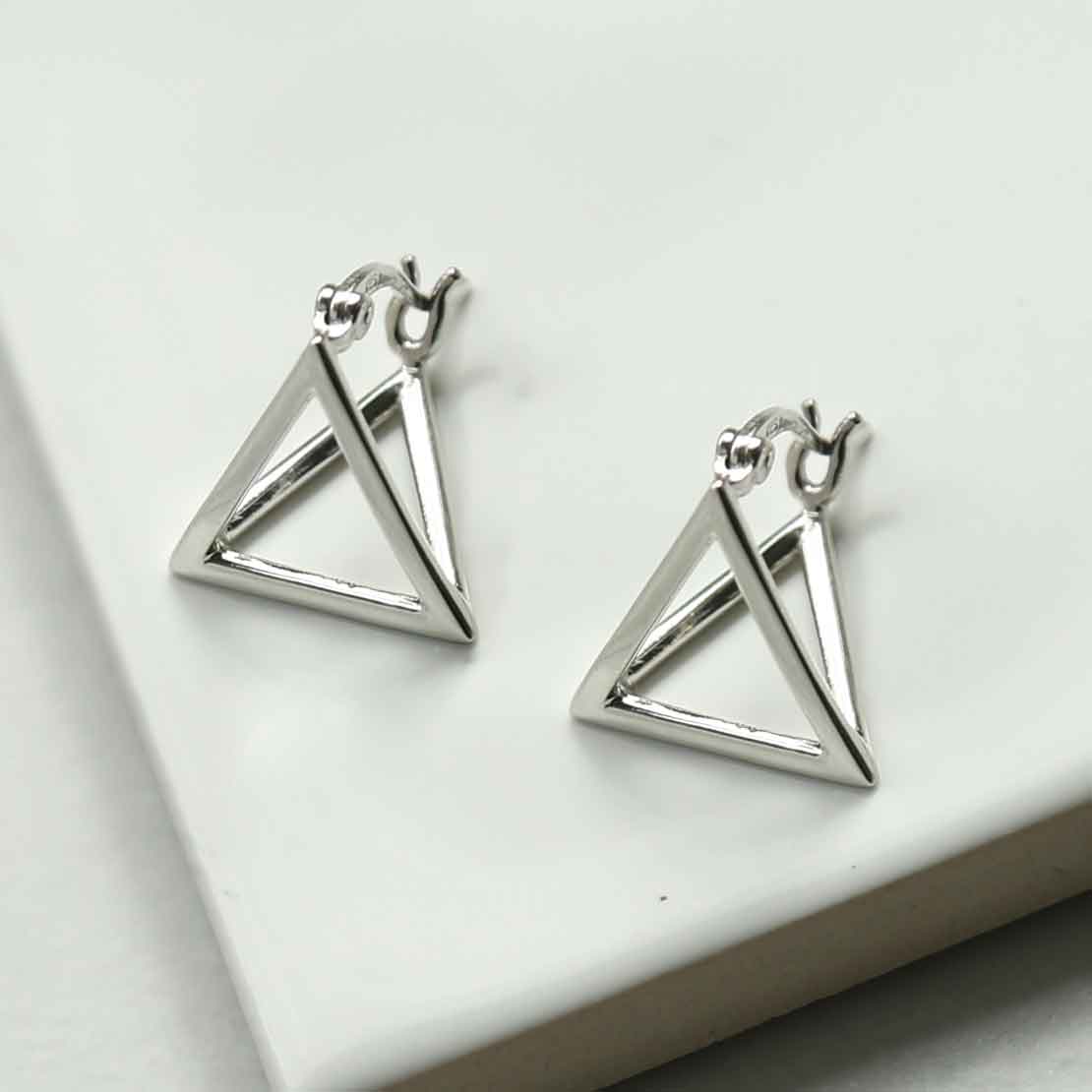 Sterling Silver Triangle Hoops