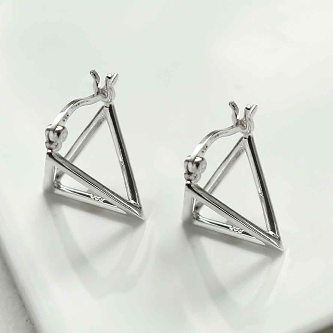 Sterling Silver Triangle Hoops