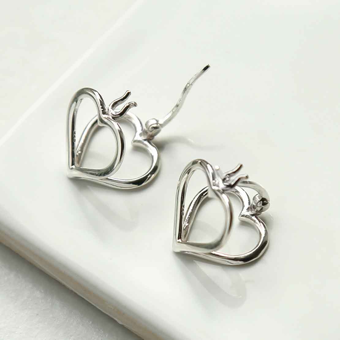 Sterling Silver Heart Hoops