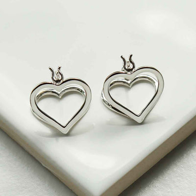 ML951 STERLING SILVER HEART HOOPS 1