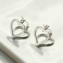ML951 STERLING SILVER HEART HOOPS 2