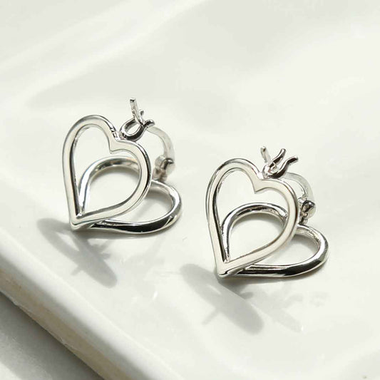 ML951 STERLING SILVER HEART HOOPS 2