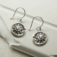 ML952E STERLING SILVER SUN AND MOON DANGLY EARRINGS 1