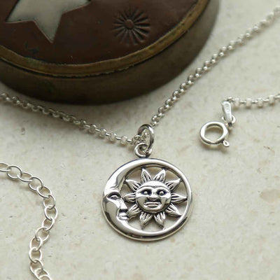 ML952P STERLING SILVER SUN AND MOON NECKLACE 2