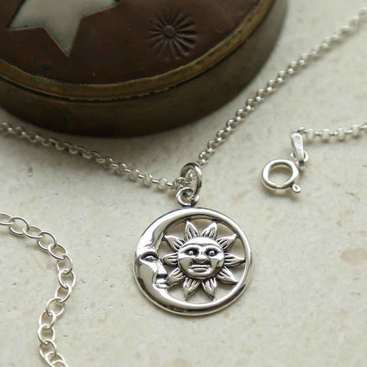 ML952P STERLING SILVER SUN AND MOON NECKLACE 2