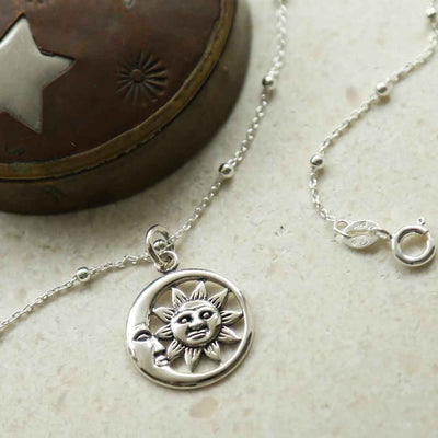 ML952P STERLING SILVER SUN AND MOON NECKLACE 1