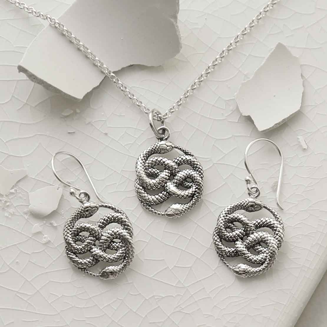 Sterling Silver Twisted Snake Dangly Earrings