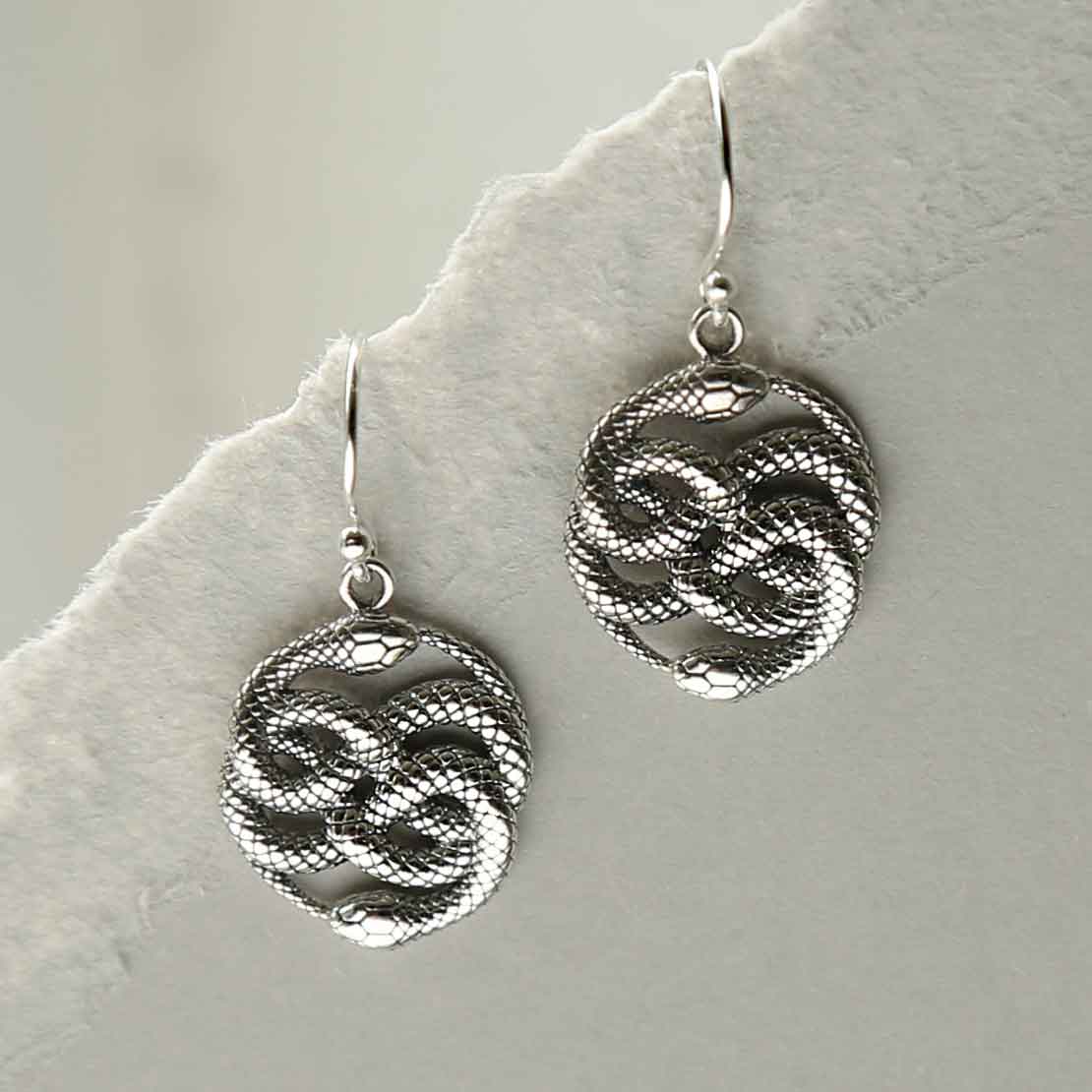 Sterling Silver Twisted Snake Dangly Earrings