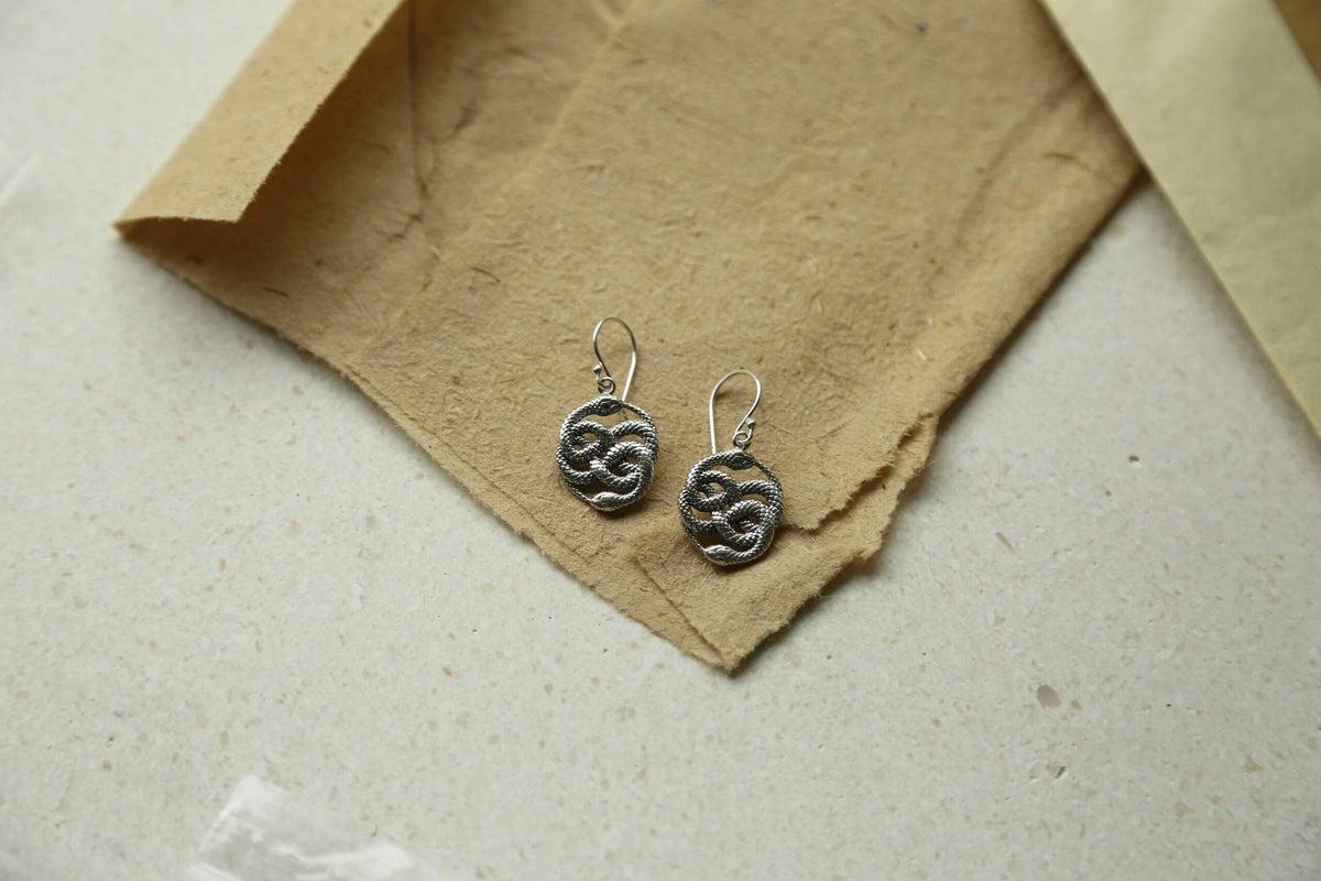 Sterling Silver Twisted Snake Dangly Earrings