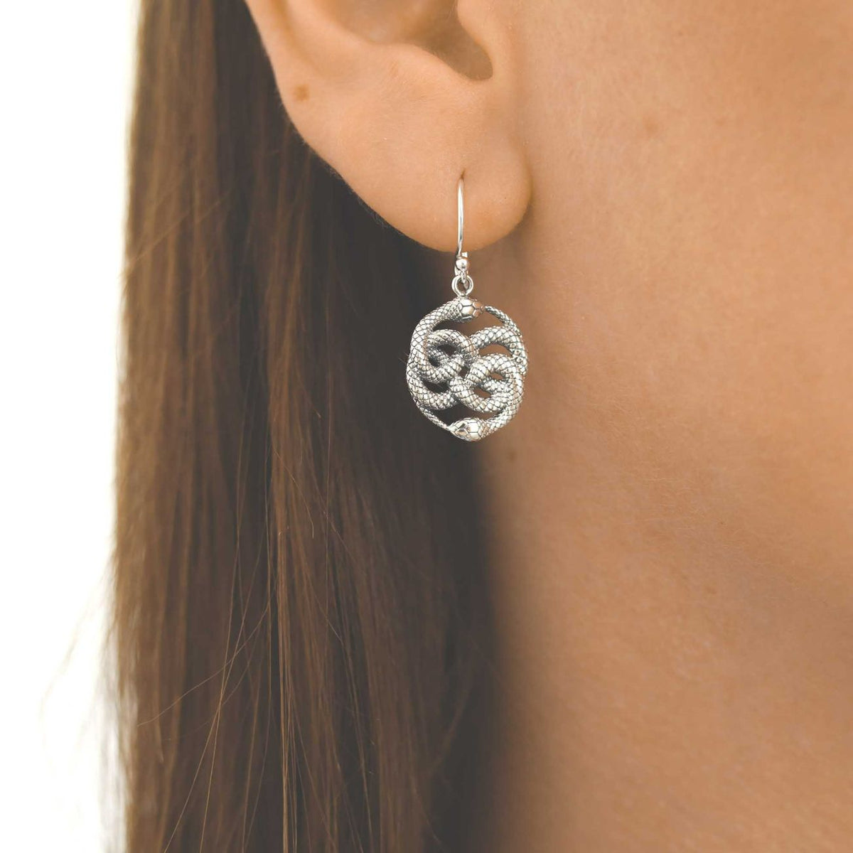 Sterling Silver Twisted Snake Dangly Earrings