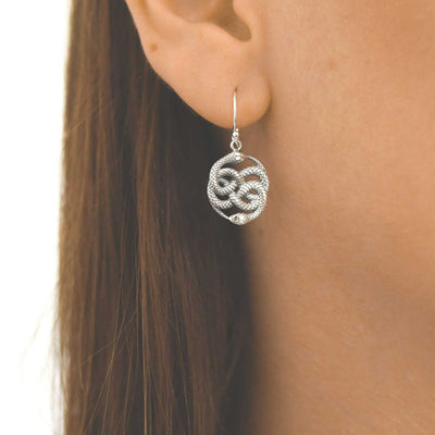 ML953E STERLING SILVER TWISTED SNAKE DANGLY EARRINGS MODEL