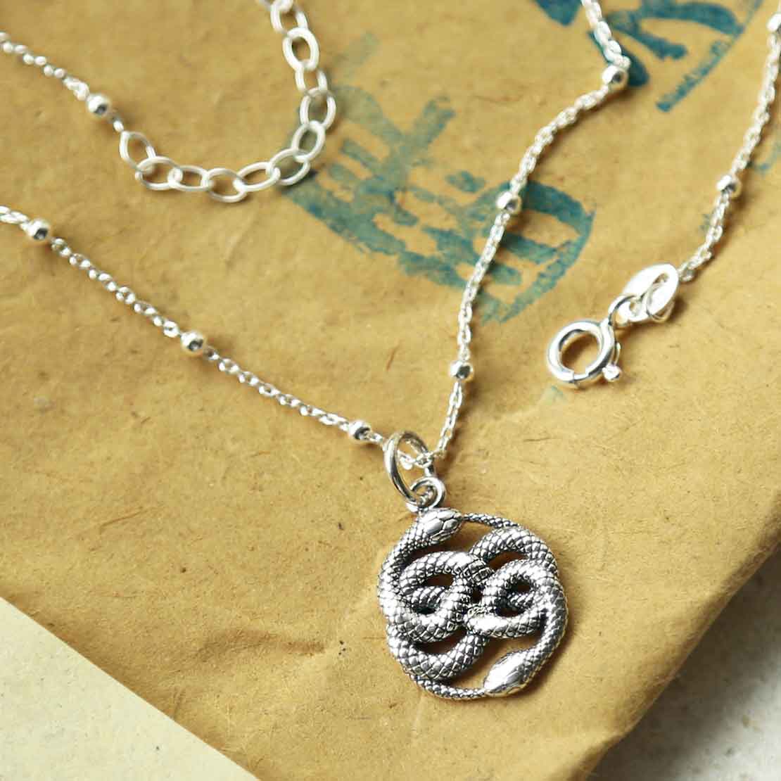 Sterling Silver Twisted Snake Necklace
