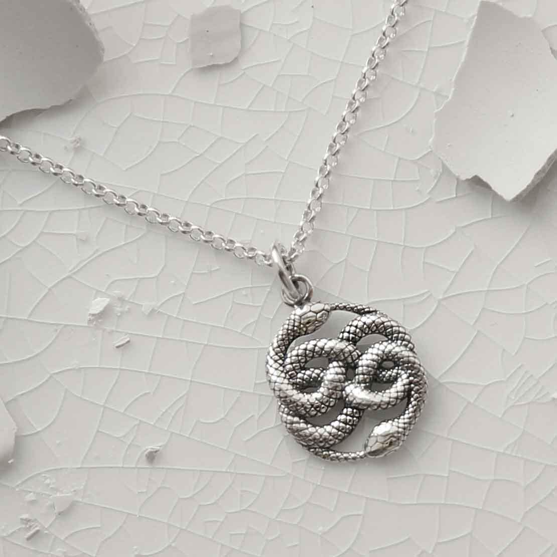 Sterling Silver Twisted Snake Necklace