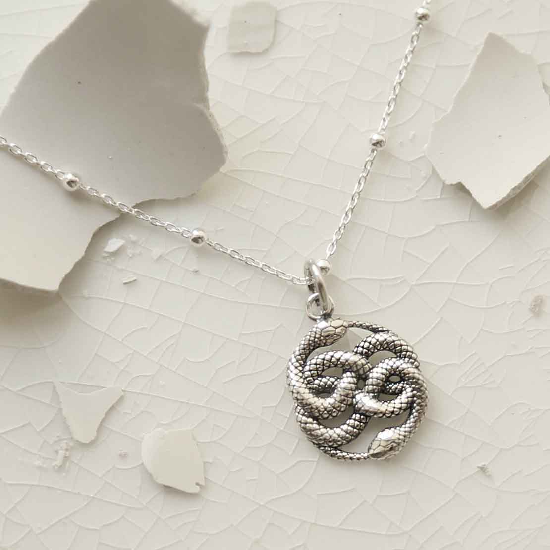 Sterling Silver Twisted Snake Necklace