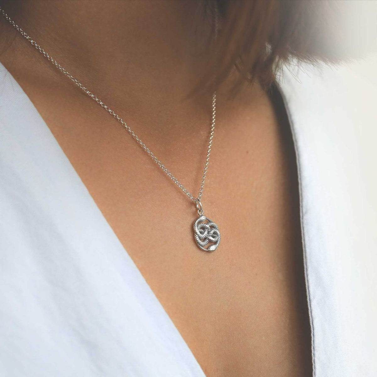 Sterling Silver Twisted Snake Necklace