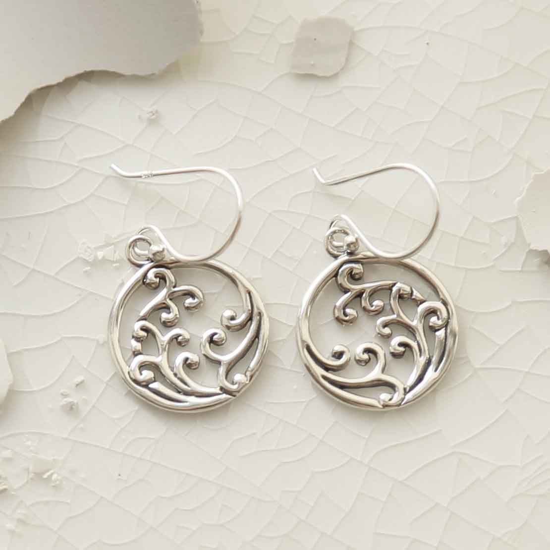 Sterling Silver Wild Waves Dangly Earrings