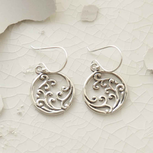 ML954E STERLING SILVER WILD WAVES DANGLY EARRINGS 2