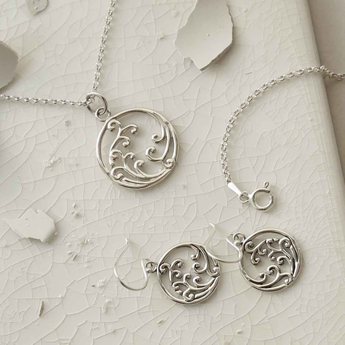 Sterling Silver Wild Waves Dangly Earrings