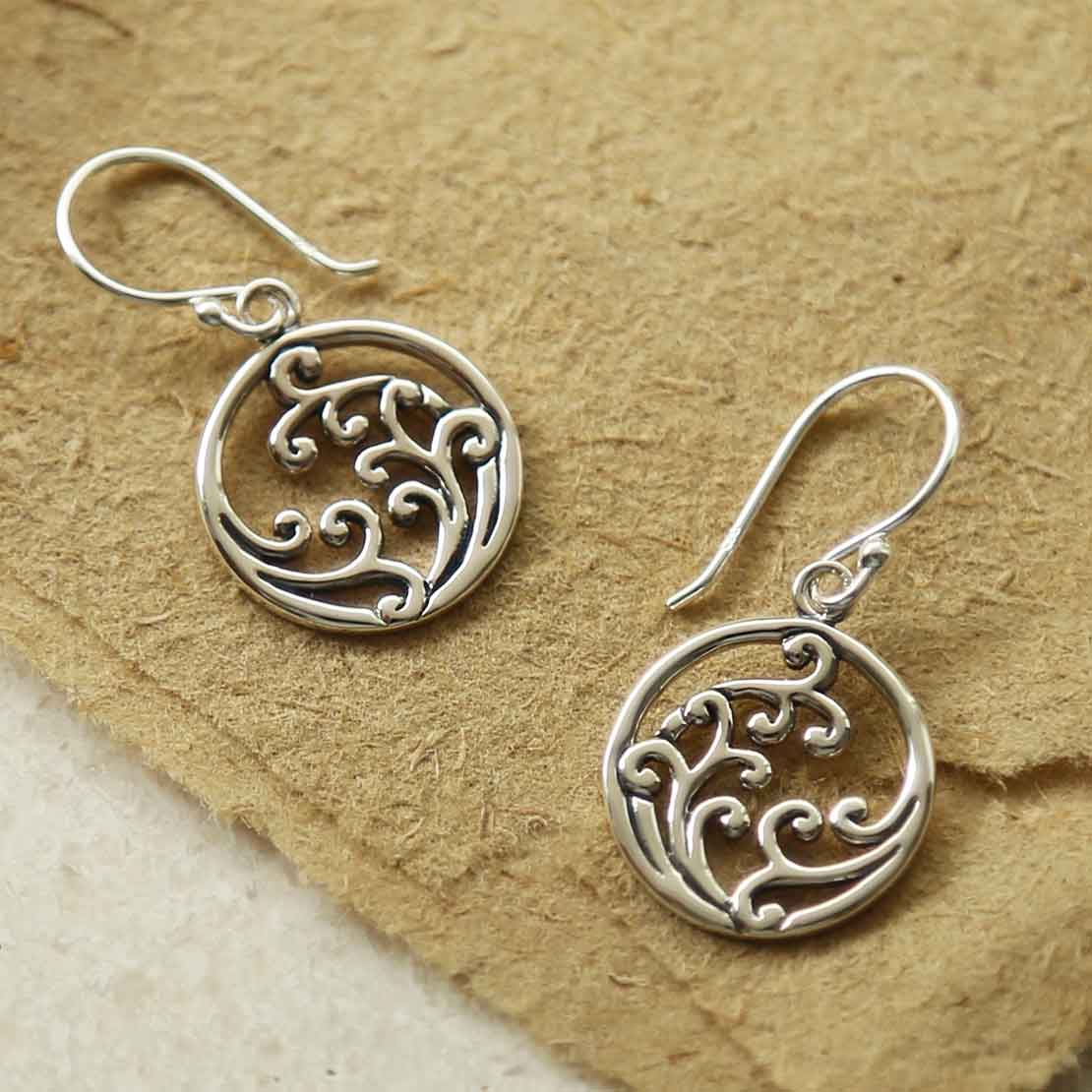 Sterling Silver Wild Waves Dangly Earrings