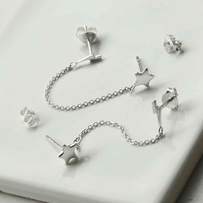 ML957 STERLING SILVER STAR AND LIGHTNING DOUBLE STUDS 7