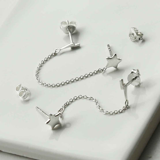 ML957 STERLING SILVER STAR AND LIGHTNING DOUBLE STUDS 7