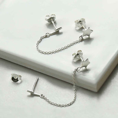 ML957 STERLING SILVER STAR AND LIGHTNING DOUBLE STUDS 4