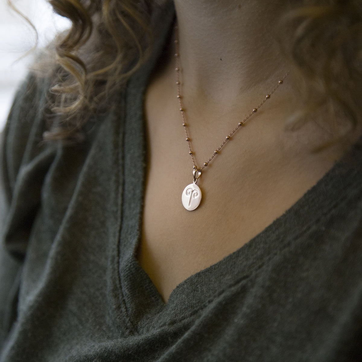 Rose Gold Plated Sterling Silver Aries Star Sign Necklace