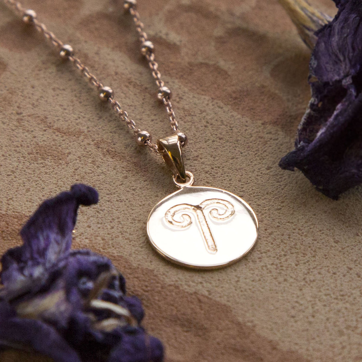 Rose Gold Plated Sterling Silver Aries Star Sign Necklace