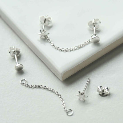 ML958 STERLING SILVER SUN AND MOON DOUBLE STUDS 5