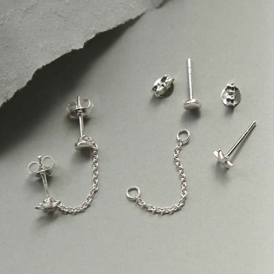 ML958 STERLING SILVER SUN AND MOON DOUBLE STUDS 1