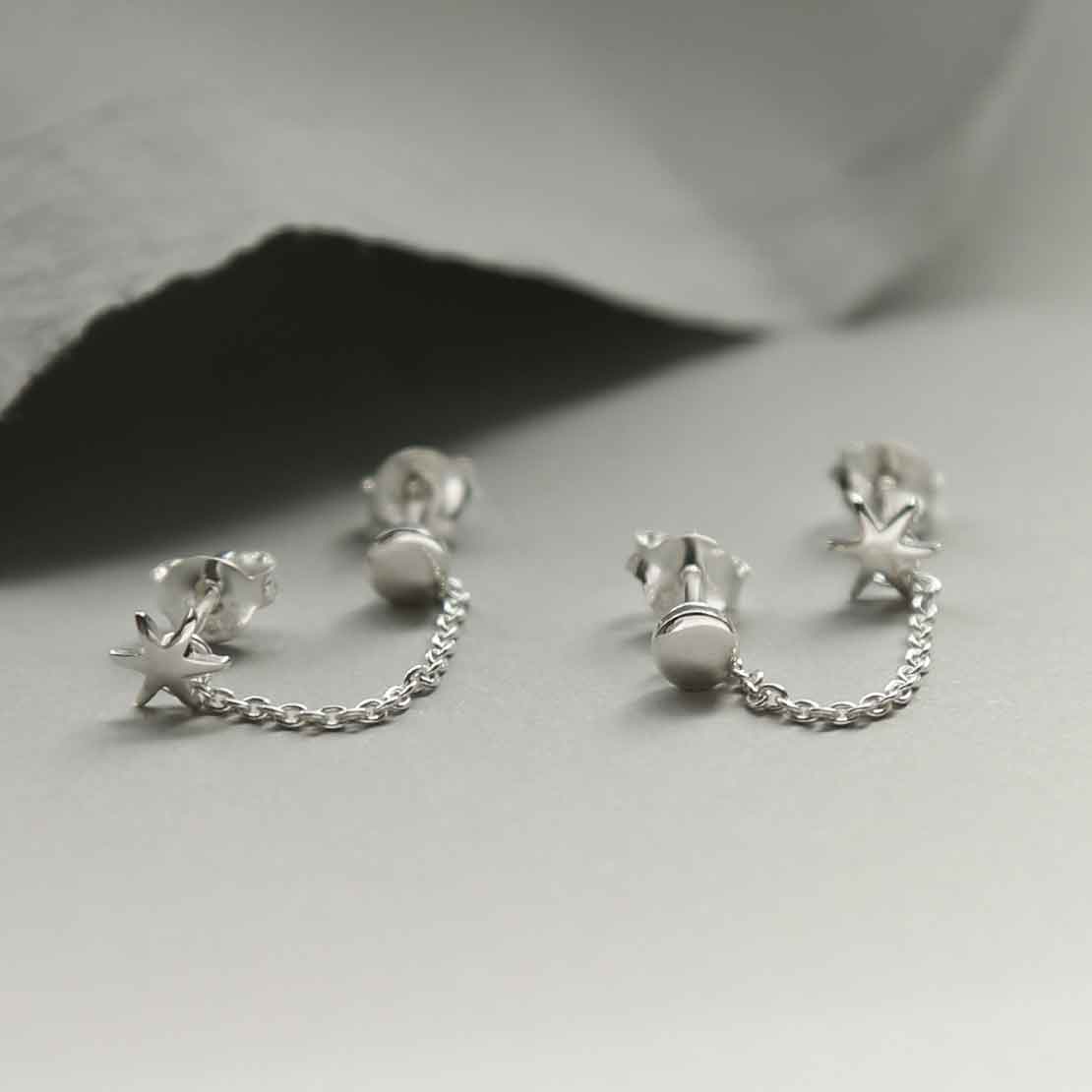 Sterling Silver Sun and Moon Double Studs