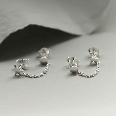 ML958 STERLING SILVER SUN AND MOON DOUBLE STUDS 2