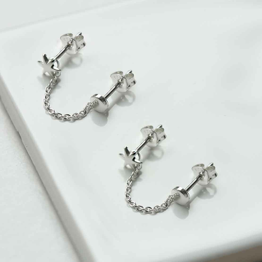 Sterling Silver Sun and Moon Double Studs
