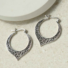 ML959 STERLING SILVER DECORATIVE HOOP EARRINGS 3