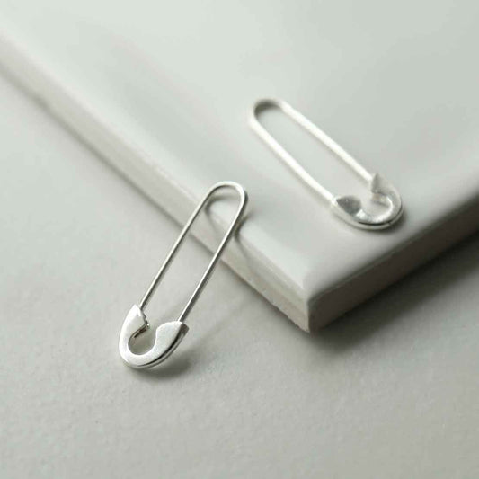 ML961 STERLING SILVER SAFETY PIN EARRINGS 2