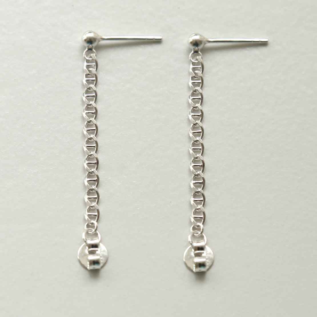 Sterling Silver Ball and Chain Studs