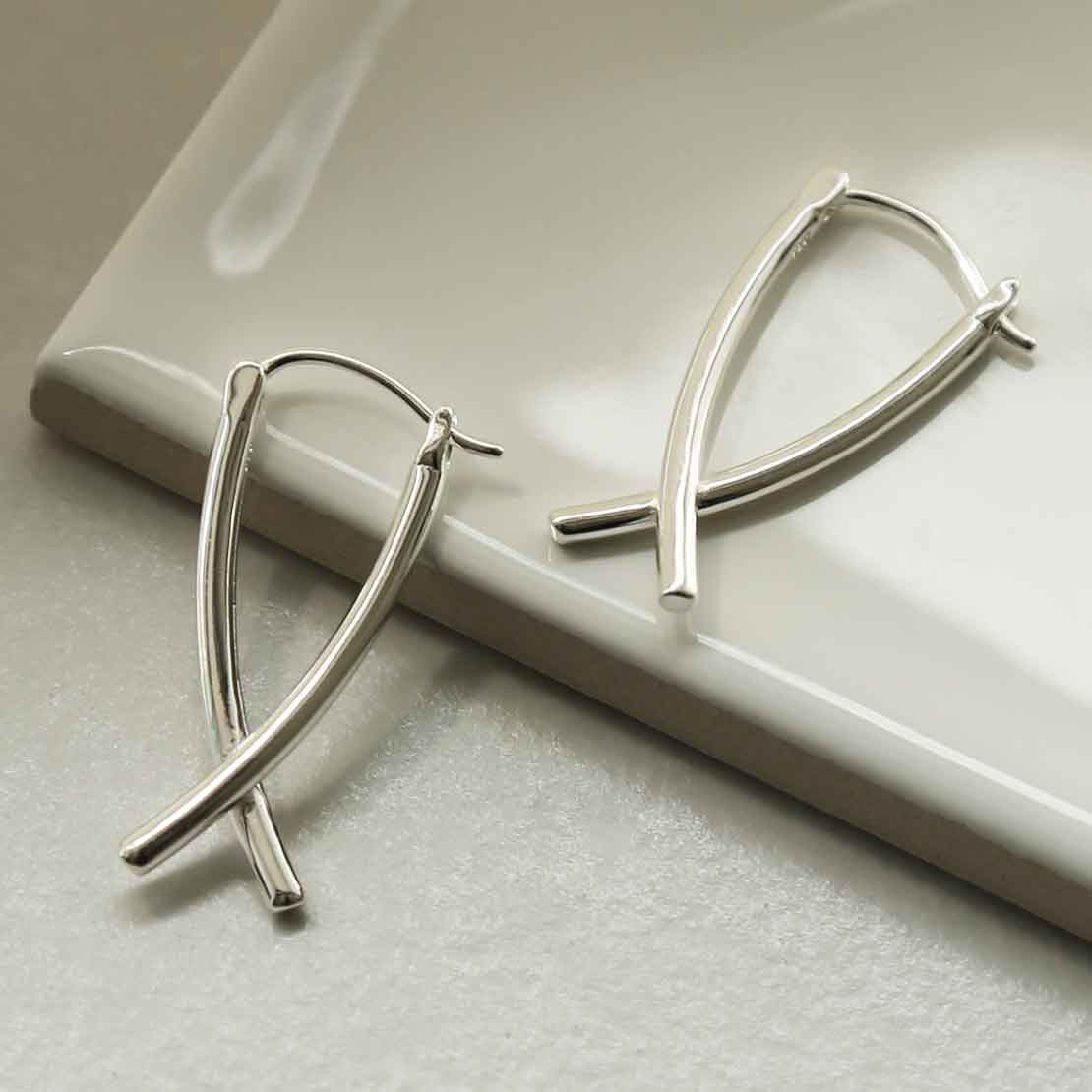 Sterling Silver Crossover Hoops