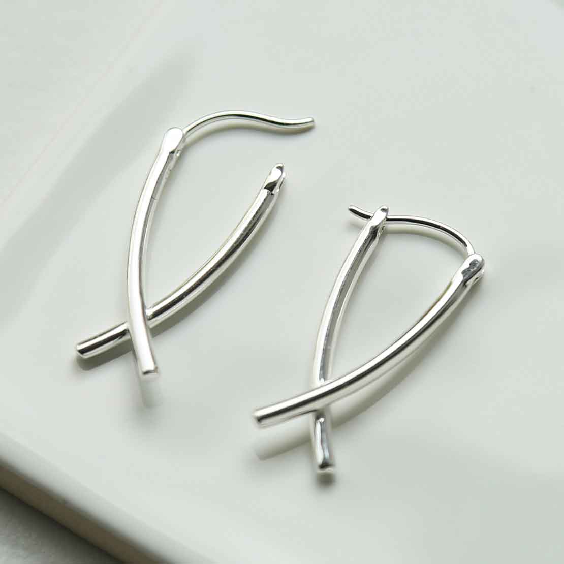 Sterling Silver Crossover Hoops