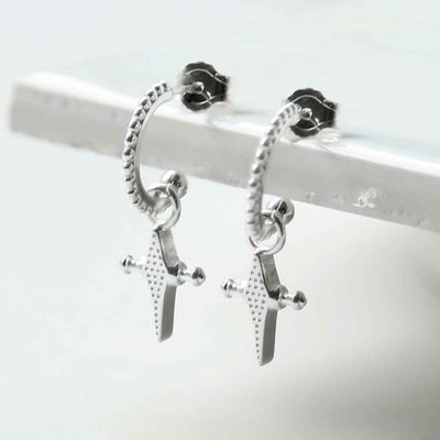 ML967 STERLING SILVER VEGAS HOOP STUDS 4