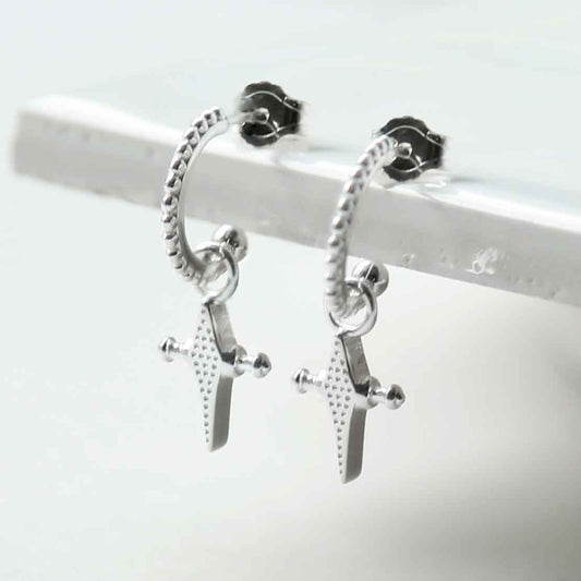 ML967 STERLING SILVER VEGAS HOOP STUDS 4
