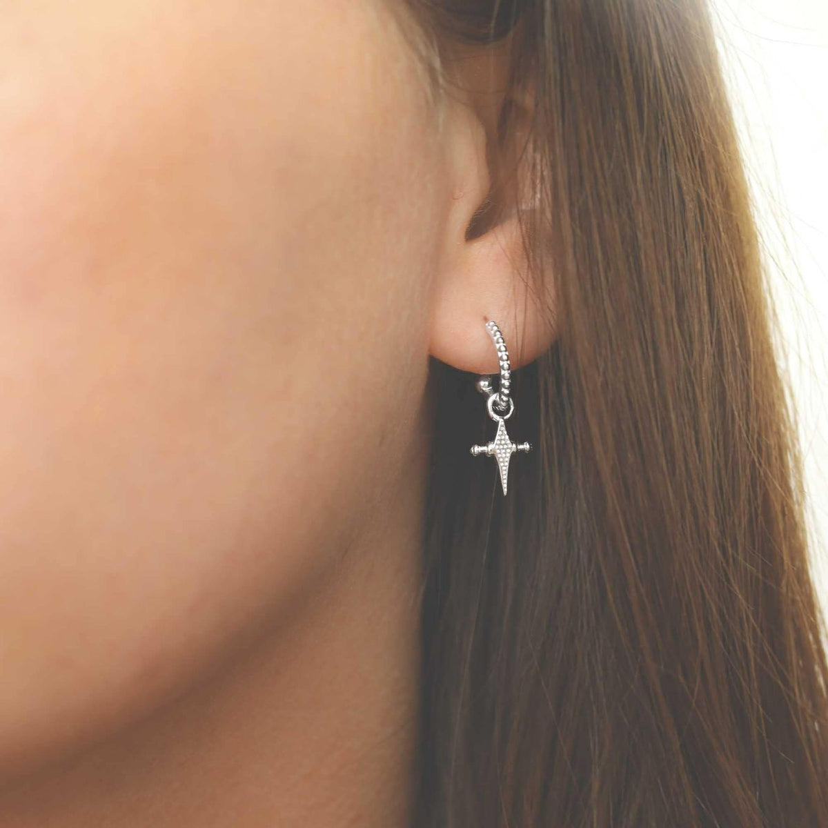 Sterling Silver Vegas Hoop Studs