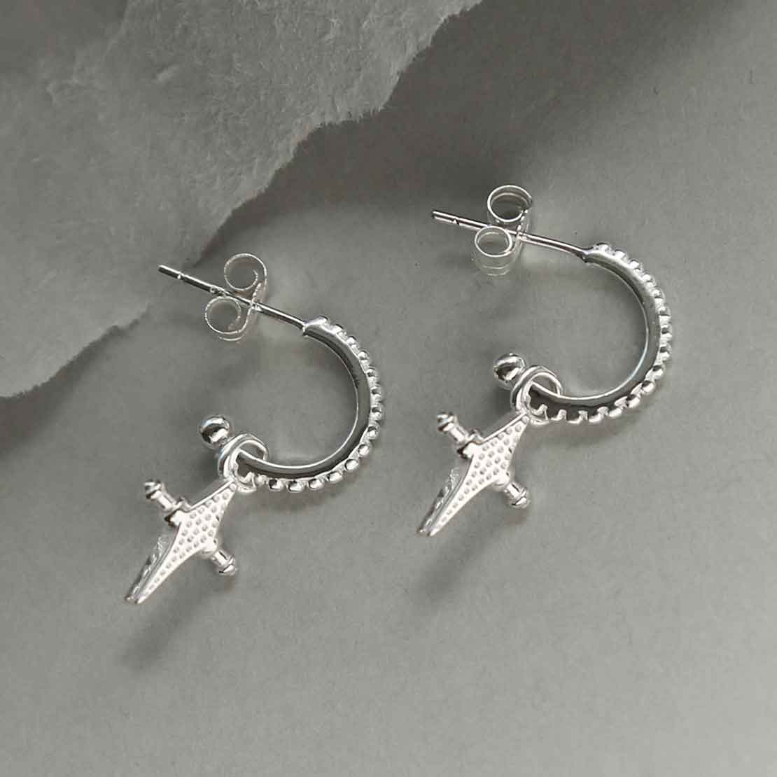 Sterling Silver Vegas Hoop Studs