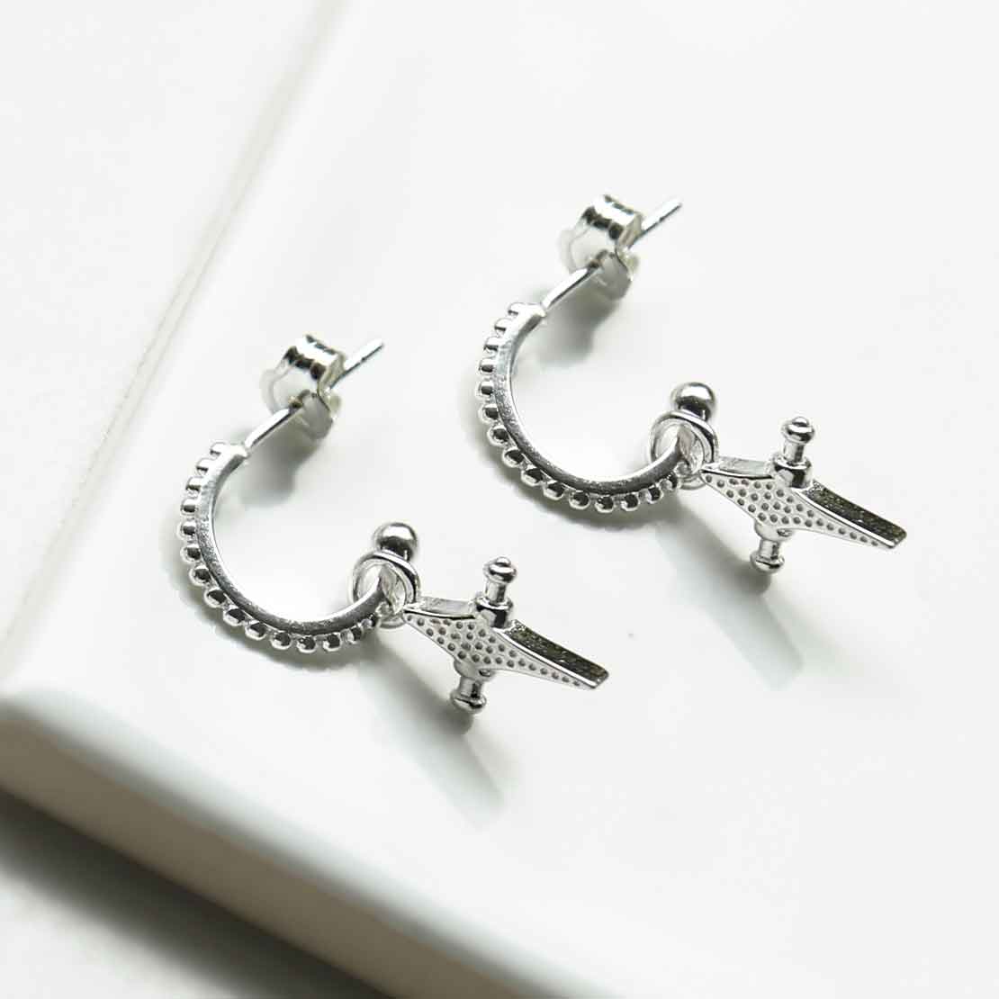 Sterling Silver Vegas Hoop Studs