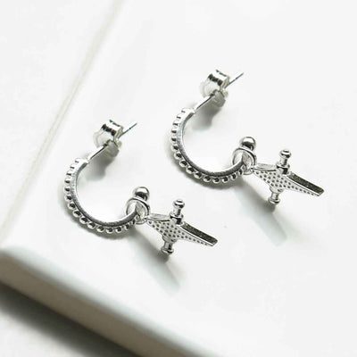 ML967 STERLING SILVER VEGAS HOOP STUDS 2