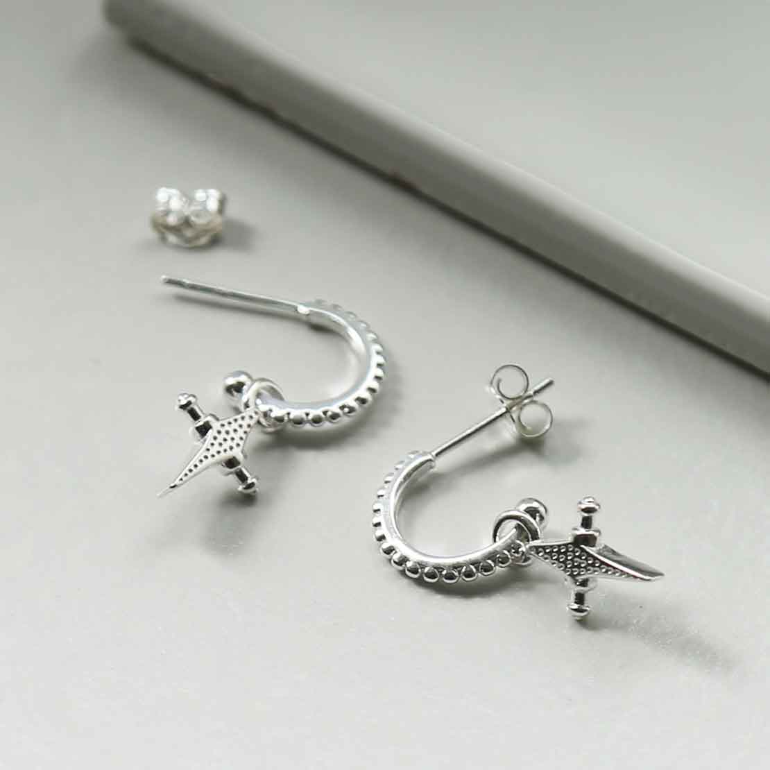 Sterling Silver Vegas Hoop Studs