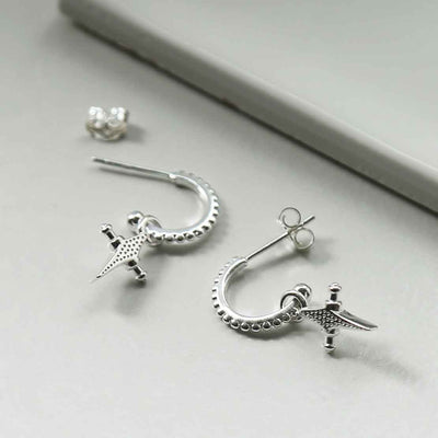 ML967 STERLING SILVER VEGAS HOOP STUDS 3