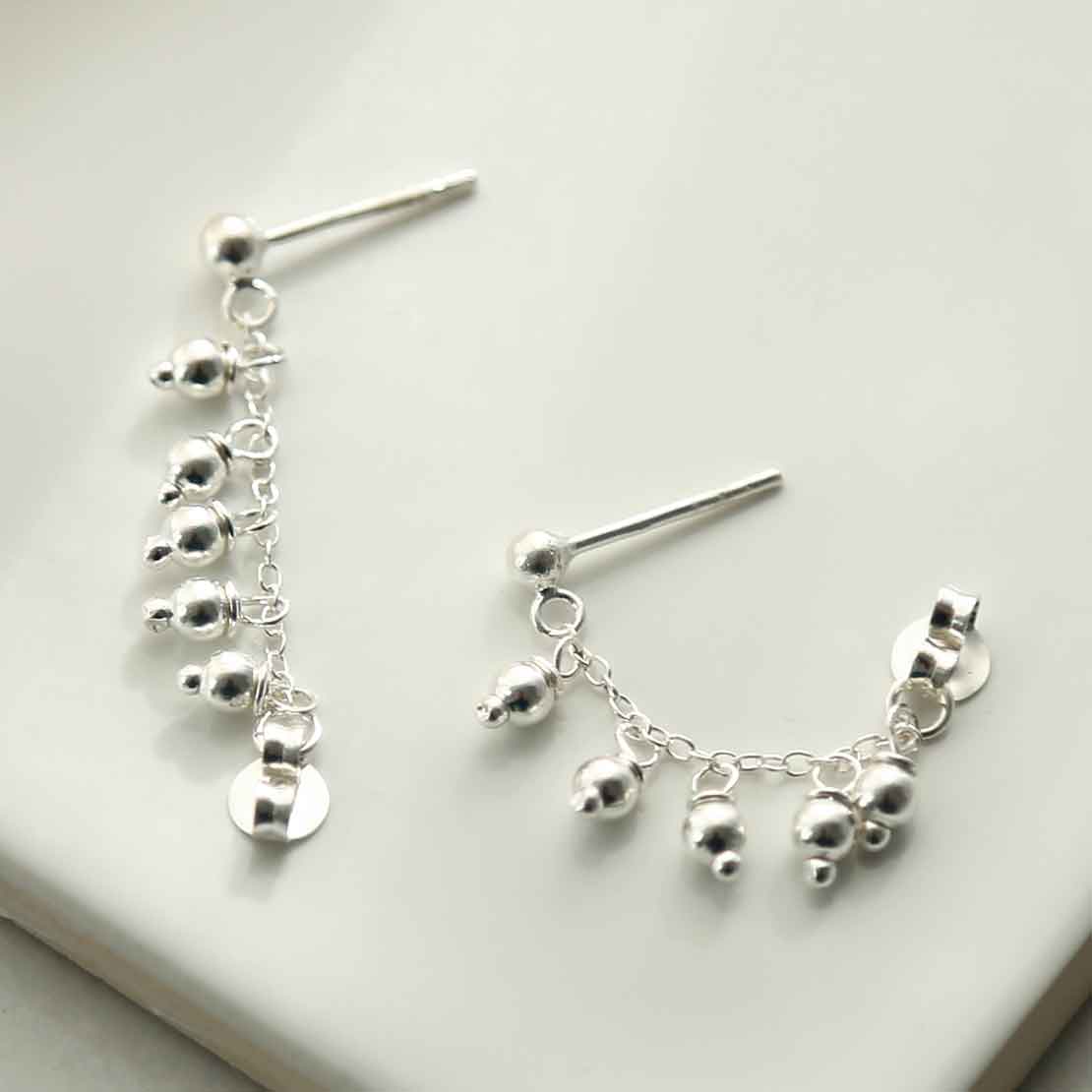 Sterling Silver Hanging Lanterns Chain Studs
