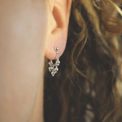 ML968 STERLING SILVER HANGING LANTERNS STUD CHAIN EARRINGS MODEL 1