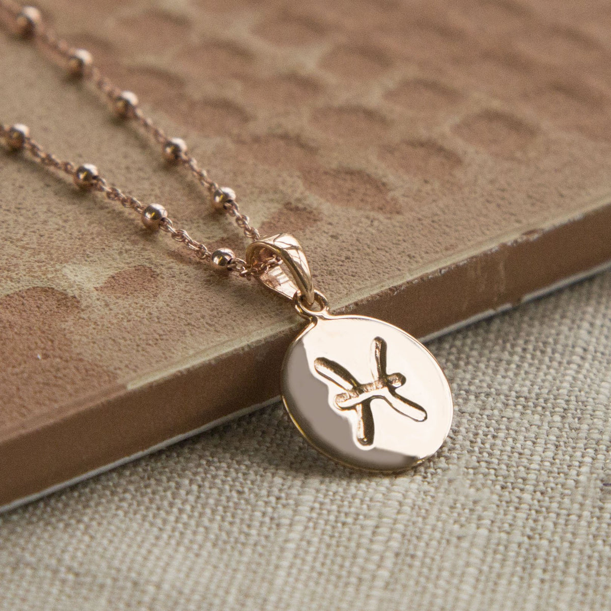 Rose Gold Plated Sterling Silver Pisces Star Sign Necklace