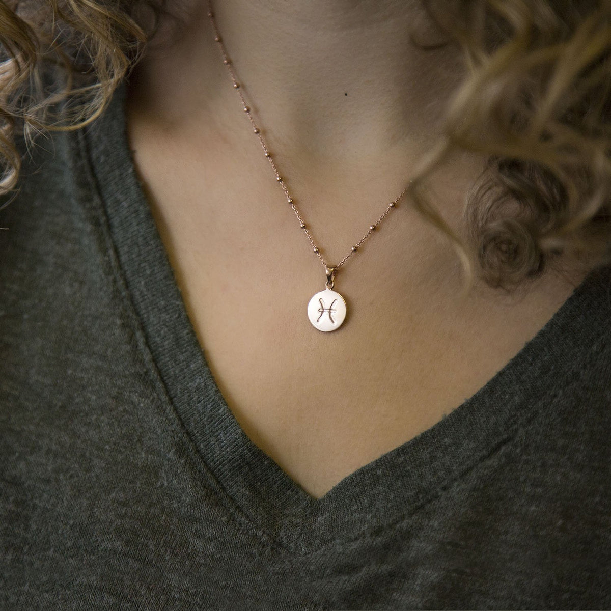Rose Gold Plated Sterling Silver Pisces Star Sign Necklace